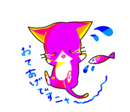 pink cat - hachiware sticker #1283388