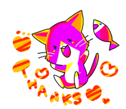 pink cat - hachiware sticker #1283391