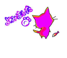 pink cat - hachiware sticker #1283401