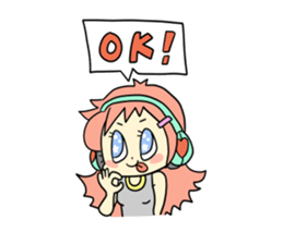 Girl wearing headphones sticker #1296458