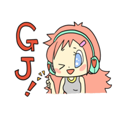 Girl wearing headphones sticker #1296460