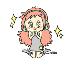 Girl wearing headphones sticker #1296471