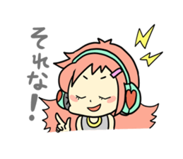Girl wearing headphones sticker #1296476