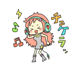 Girl wearing headphones sticker #1296477