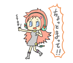 Girl wearing headphones sticker #1296478