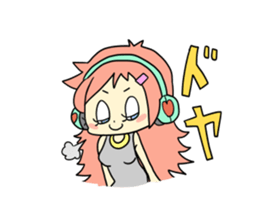 Girl wearing headphones sticker #1296480