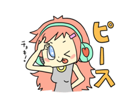 Girl wearing headphones sticker #1296483