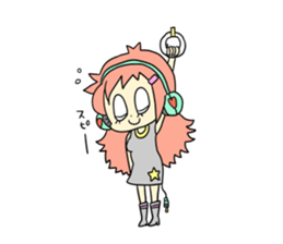 Girl wearing headphones sticker #1296489