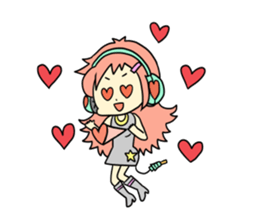 Girl wearing headphones sticker #1296491