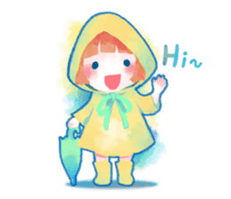 Cute girl wearing raincoat sticker #1310498