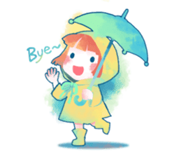 Cute girl wearing raincoat sticker #1310499