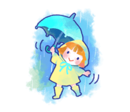 Cute girl wearing raincoat sticker #1310528