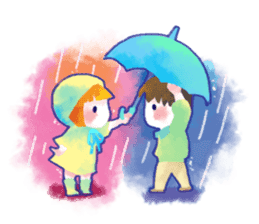 Cute girl wearing raincoat sticker #1310533