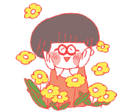 Asymmetry hairstyle girl sticker #1316322