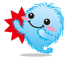 The sticker of a blue fluff ball sticker #1326616