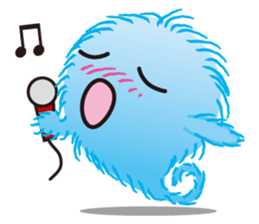 The sticker of a blue fluff ball sticker #1326617