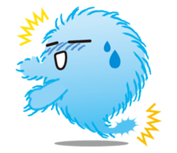 The sticker of a blue fluff ball sticker #1326625
