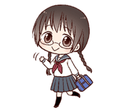 Schoolgirl with glasses sticker #1413330
