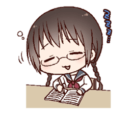 Schoolgirl with glasses sticker #1413337