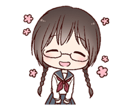Schoolgirl with glasses sticker #1413341