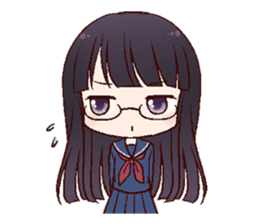 Schoolgirl with glasses sticker #1413350