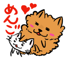 The shaggy dog and white cat. sticker #1428782