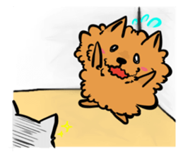 The shaggy dog and white cat. sticker #1428813