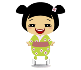 Midori, the cute " kokeshi doll " sticker #1445834