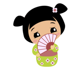 Midori, the cute " kokeshi doll " sticker #1445839