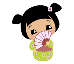 Midori, the cute " kokeshi doll " sticker #1445839