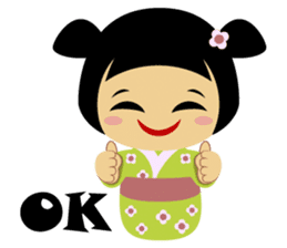 Midori, the cute " kokeshi doll " sticker #1445844