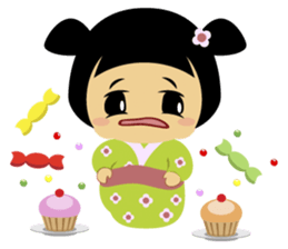 Midori, the cute " kokeshi doll " sticker #1445849