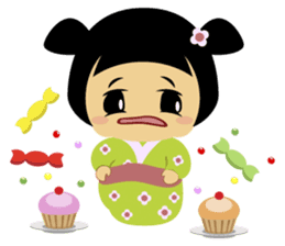 Midori, the cute " kokeshi doll " sticker #1445849