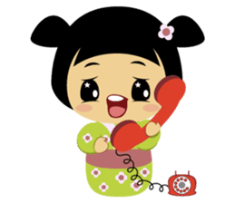 Midori, the cute " kokeshi doll " sticker #1445853