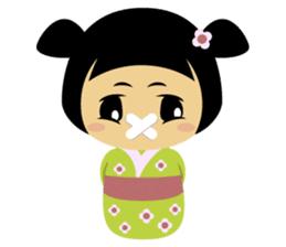 Midori, the cute " kokeshi doll " sticker #1445857