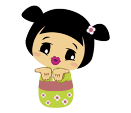 Midori, the cute " kokeshi doll " sticker #1445858