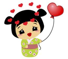 Midori, the cute " kokeshi doll " sticker #1445859