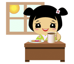 Midori, the cute " kokeshi doll " sticker #1445865