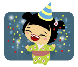 Midori, the cute " kokeshi doll " sticker #1445870