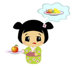 Midori, the cute " kokeshi doll " sticker #1445873