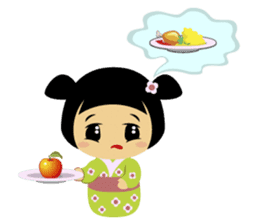 Midori, the cute " kokeshi doll " sticker #1445873