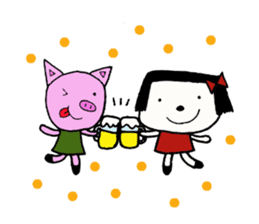 rinko and merry friends in seasons sticker #1464700