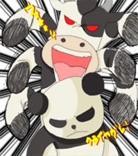 The sticker of a panda and a cow. sticker #1465409