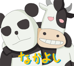 The sticker of a panda and a cow. sticker #1465424