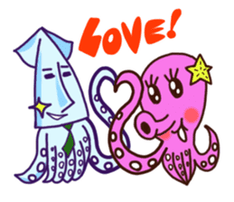 "IKAO & TAKOMI"Kawaii! Squid and Octopus sticker #1471951