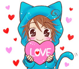 Boy cat ear hood sticker #1495527