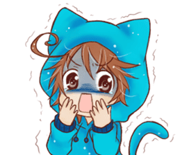 Boy cat ear hood sticker #1495541
