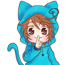 Boy cat ear hood sticker #1495553