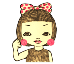 Girl with a dotted ribbon sticker #1504244