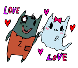 ghost cat and zombie cats sticker #1504726
